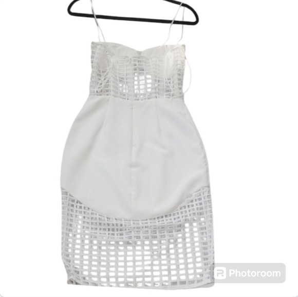 NBD X REVOLVE 4AM White Caged Bustier Midi Bridal Midi Dress sz S - Picture 5 of 13